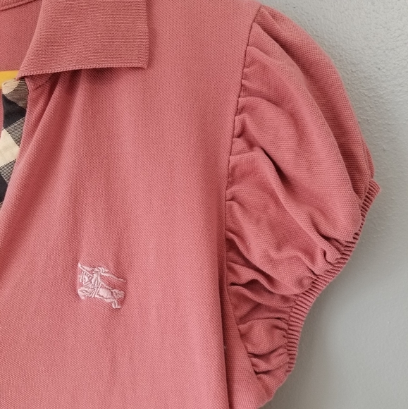 NEW Burberry Pink Puff Sleeve Polo Size Large - Picture 5 of 7